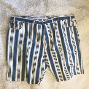Men’s blue and white striped shorts